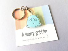 Load image into Gallery viewer, A worry gobbler keyring, cute positive mini key fob, friendship, hug, supportive, anti anxiety recycled acrylic