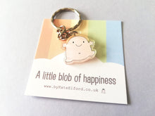 Load image into Gallery viewer, A little blob of happiness keyring, cute pink blob, positive key fob, friendship, supportive, recycled acrylic