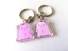 Load image into Gallery viewer, A little bit of courage keyring, cute positive mini key fob, care and friendship, postable strength, supportive, recycled acrylic