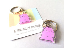 Load image into Gallery viewer, A little bit of courage keyring, cute positive mini key fob, care and friendship, postable strength, supportive, recycled acrylic
