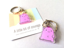 Load image into Gallery viewer, A little bit of courage keyring, cute positive mini key fob, care and friendship, postable strength, supportive, recycled acrylic