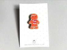 Load image into Gallery viewer, Christmas gingerbread pin, wooden pin brooch