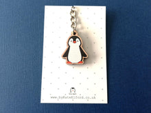Load image into Gallery viewer, Cute cartoon wooden penguin keyring