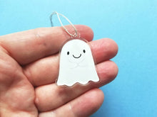 Load image into Gallery viewer, A little happy ghost hanging decoration. Recycled acrylic
