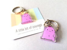 Load image into Gallery viewer, A little bit of courage keyring, cute positive mini key fob, care and friendship, postable strength, supportive, recycled acrylic