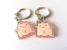Load image into Gallery viewer, A fuzzy feeling keyring, cute happy, love, positive key fob, friendship, support, care, recycled acrylic