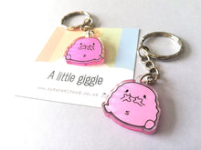 Load image into Gallery viewer, A little giggle keyring, cute happy, friend, positive key fob, funny, friendship, support, care, recycled acrylic