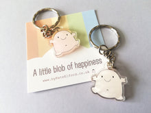 Load image into Gallery viewer, A little blob of happiness keyring, cute pink blob, positive key fob, friendship, supportive, recycled acrylic