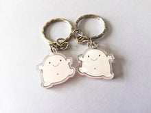 Load image into Gallery viewer, A little blob of happiness keyring, cute pink blob, positive key fob, friendship, supportive, recycled acrylic