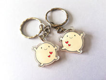 Load image into Gallery viewer, A hug keyring, cute positive mini key fob, friendship, post a hug, supportive, recycled acrylic