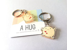 Load image into Gallery viewer, A hug keyring, cute positive mini key fob, friendship, post a hug, supportive, recycled acrylic