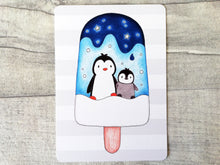 Load image into Gallery viewer, Ice lolly penguin postcard
