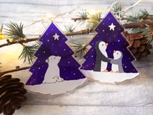 Load image into Gallery viewer, Polar bear and star recycled acrylic Christmas decoration