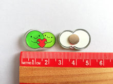 Load image into Gallery viewer, Pea of positivity magnet, tiny recycled acrylic, mini cute happy pea, positive gift, friendship, supportive, care, fridge magnet