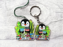 Load image into Gallery viewer, Penguin and house plants recycled acrylic hanging decoration and keyring.