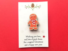 Load image into Gallery viewer, Christmas gingerbread wood pin gift