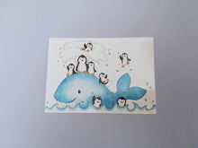 Load image into Gallery viewer, Penguin seaside set of three postcards
