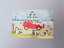 Load image into Gallery viewer, Penguin seaside set of three postcards