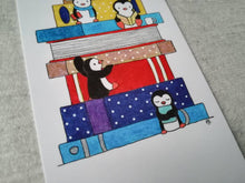 Load image into Gallery viewer, Penguins and books bookmark