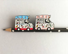 Load image into Gallery viewer, Seconds - Penguin ice cream van enamel pin, road trip, Wilf penguin badge