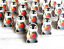 Load image into Gallery viewer, Penguin and pumpkin wooden pin