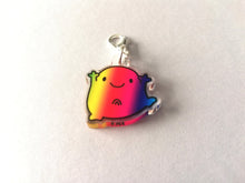 Load image into Gallery viewer, A little splodge of rainbow stitch marker, cute positive charm, happy recycled acrylic
