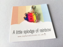 Load image into Gallery viewer, A little splodge of rainbow stitch marker, cute positive charm, happy recycled acrylic