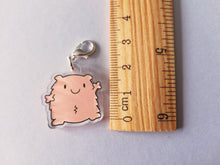 Load image into Gallery viewer, A fuzzy feeling stitch marker, cute positive charm, friendship, positivity, love, happiness recycled acrylic