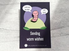 Load image into Gallery viewer, Sending worm wishes enamel pin, positive brooch, supportive enamel badge