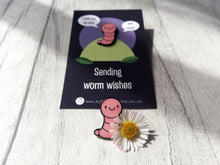 Load image into Gallery viewer, Sending worm wishes enamel pin, positive brooch, supportive enamel badge
