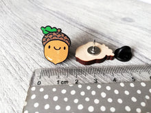 Load image into Gallery viewer, Mini wooden acorn pin, positive, achievement gift. Responsibly resourced wood
