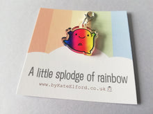 Load image into Gallery viewer, A little splodge of rainbow stitch marker, cute positive charm, happy recycled acrylic