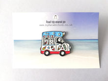 Load image into Gallery viewer, Penguin ice cream van enamel pin, road trip, Wilf the penguin badge, cute truck pins, soft enamel lolly brooch pins