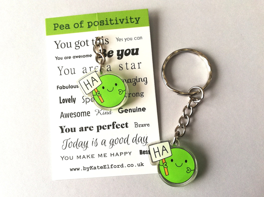 Ha pea, Pea of positivity mini recycled keyring