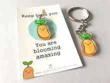 Load image into Gallery viewer, Keep bean you keyring, mini cute positive key fob, you are blooming amazing, made from recycled acrylic