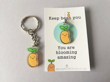 Load image into Gallery viewer, Keep bean you keyring, mini cute positive key fob, you are blooming amazing, made from recycled acrylic