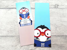Load image into Gallery viewer, Penguins bookmark, one more page, page marker, bookmark gift, book lover, optional tassel