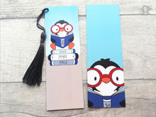 Load image into Gallery viewer, Penguins bookmark, one more page, page marker, bookmark gift, book lover, optional tassel