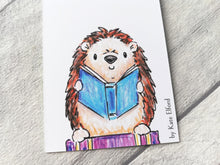 Load image into Gallery viewer, Hedgehog bookmark, page marker, bookmark gift, bumble bee, optional tassel