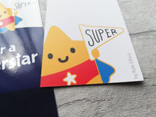 Load image into Gallery viewer, Gold star for a superstar bookmark, cute positive gift, thank you, teacher gift, congratulations