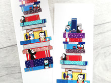 Load image into Gallery viewer, Penguins and books bookmark