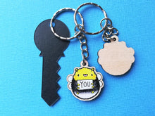 Load image into Gallery viewer, Tiny bee keyring, be you, mini wooden key fob, eco friendly wood, positive gift