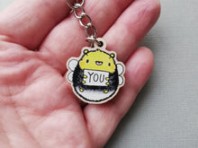 Load image into Gallery viewer, Tiny bee keyring, be you, mini wooden key fob, eco friendly wood, positive gift