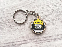 Load image into Gallery viewer, Tiny bee keyring, be you, mini wooden key fob, eco friendly wood, positive gift