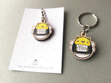 Load image into Gallery viewer, Tiny bee keyring, be you, mini wooden key fob, eco friendly wood, positive gift