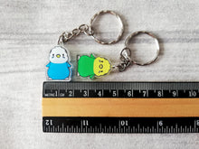 Load image into Gallery viewer, Budgie keyring, Hey chick, cute mini yellow and green or blue budgies key fob
