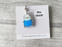 Load image into Gallery viewer, Budgie keyring, Hey chick, cute mini yellow and green or blue budgies key fob