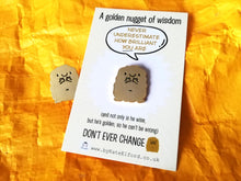 Load image into Gallery viewer, Seconds - Golden nugget of wisdom enamel pin, you are brilliant, B grade