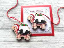 Load image into Gallery viewer, Tortoise Christmas pudding decoration. Little wooden tortoise, small Christmas ornament, eco friendly ethically sourced wood
