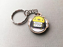 Load image into Gallery viewer, Tiny bee keyring, be you, mini wooden key fob, eco friendly wood, positive gift